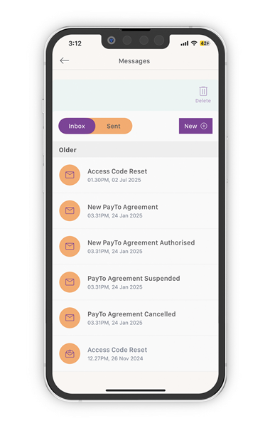 Auswide Bank App - secure messages
